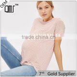 Cute loose meternity technical pregnant girl delivery pink stripe blouse