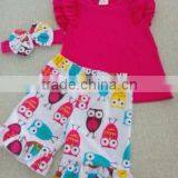 2017 Wholesale Children's Summer Dress Set the High-quality Goods Colored Owl Pattern Design thumbnail-1