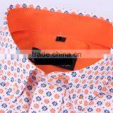 2017 Floral Printed Men's Long Sleeve Button Down Collar Slim Fit Shirt With Contrast Collar and Cuff thumbnail-4