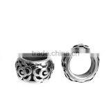 304 Stainless Steel Spacer Beads Drum Antique Silver Flower thumbnail-3