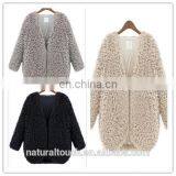 New Style Loose V Neck Long Sleeve Winter Women Faux Fur Coat thumbnail-2