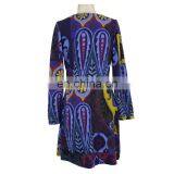Patch Work Print Neck Frill Old Women Wrap Dress thumbnail-2