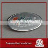 High End Custom Made Soft Enamel Type And Printed Style Oval Shape Embossed Aluminum Metal Furniture Label thumbnail-1
