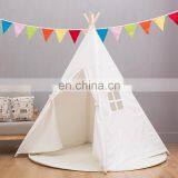 Portable Kids Cotton Teepee Tent Canvas Indian Children Play Tent Kids Playhouse, Class White One Window Style thumbnail-1