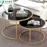 Golen Modern Marbling Round Tea Table Sofa Side Simple Wrought Steel Coffee Table thumbnail-2