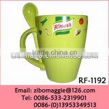 Hot Sale Porcelain Colored Promotional Personalized Soup Mug With Spoon thumbnail-1