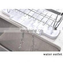 3 Piece Sturdy Kitchen Sink Side Draining Kitchen Counter Top Chrome Dish Drying Rack,Dish Rack and Drainboard Set thumbnail-5