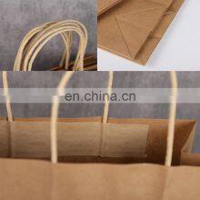 Wholesale Eco Friendly Bread Coffee Gift Packing Bags Stand Up Pouch Shopping Custom Logo Brown Kraft Paper Bag With Handles thumbnail-5