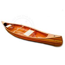 Wooden cedar canoe fishing kayak rowing boat with paddle