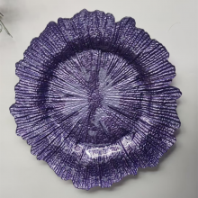Wholesale Flora Glass Charger Plates White Colored Reef Glass Charger Plates For Wedding Banquet thumbnail-3