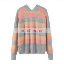 New Arrival Women's Thick V Neck Cashmere Sweater Cardigan Casual Striped Design Button Decoration Autumn-OEM Service Available thumbnail-2