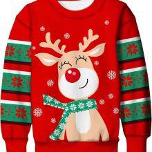Boys Girls Ugly Christmas Sweater Kids 3D Printed Xmas Fleece Pullover Jumpers Crewneck Tee Shirts