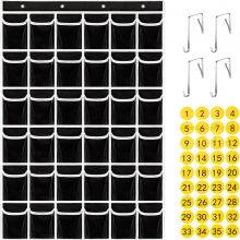 36 Clear Pockets Classroom Pocket Chart for Cell Phones,Pocket Chart Organizer for Calculator Holder With 36 Number Sticker Classroom Hanging Cell Phones Organizer thumbnail-3