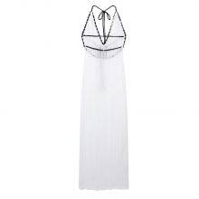 Ins European and American V-neck Hanging Neck Backless Knitted Beach Dress With Hollow Out Sexy Slim Fit Strap Beach Dress, Long Skirt for Women thumbnail-2