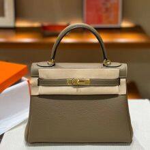 Top-Grain Cowhide Keli Bag With Inner Stitching of Calfskin, Hand-Held Bag, Shoulder Lock Mouth Bag, Genuine Leather Women′s Bag thumbnail-3