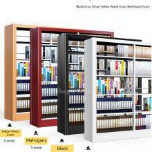 Double-Sided Library Bookshelf 5-Tier Metal Frame With Wooden Side Panels for Office School Storage thumbnail-4