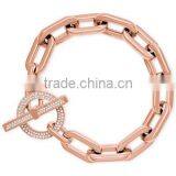 Wholesale Customized New Fashion Jewelry Girls Rose Gold Chain Link Toggle Diamond Bracelet for Party thumbnail-1