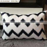 100% Cotton Printed Black and White Brief Style Geometric Cushion thumbnail-3