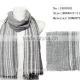 100% Cotton Scarf Long Stripes Crumpled Design Lady Scarfs Winter Warm Scarves thumbnail-1