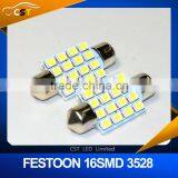 2015 new hot product Ultra bright White 3528 /1210 16-LED 31mm/36mm/39mm/41mm Festoon Dome LED Light Bulbs