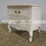Vintage White French Provincial Antique Furniture Wooden Beside Table With 2 Drawers thumbnail-2