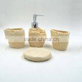 Beige Rock Polyresin Bathroom Accessories Set for Hotel and Home thumbnail-1