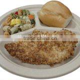 Biodegradable Microwavable 10" 3-Compartment Fast Food Plate