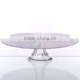Handmade clear glass cake stand with stem