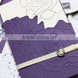 New Arrival Romantic Rose Style White & Purple Embossed Wedding Invitations thumbnail-1