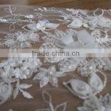 Newest 3D Lace Satin Applique Flower On Fabric Wedding Bridal Dress Lace Design/2015 White 3D lace/lace fabric 3d