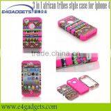 2013 new product 3 in 1 african tribes style case for iphone 4, for apple iphone 4