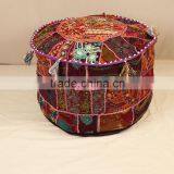 Pouffe Pouf Covers Vintage Patchwork Embroidered Pouffe Otttoman Boho Decor Home Decor thumbnail-3