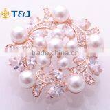 >>> Import Women European Mother's Day Jewelry Zircon Gold&Silver Plated With Hot Sale Pearl Scarf Lapel Pin Brooch/ thumbnail-1