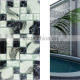 black hand-painted art ice crackle glass mosaic