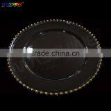 Manufacturer Custom Glassware Wedding Gold Silver Beaded Charger Plate