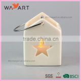 Star Design White Ceramic House Tealight Holder