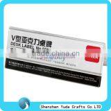 Table Top Label Desk Fancy V Shape Acrylic Desk Label Sign Holder for Sale