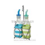 Glass Weaved Oil/Vinegar Condiment Set