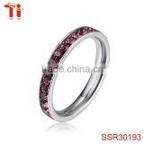 Eternity Wedding 4MM Band Ring 316L Stainless Steel Pink Cubic Zirconia Stone Rings thumbnail-3