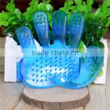 Five Fingers Dog Puppy Pet Plastic Bath Glove Brush Comb Massage Palm Hand Blue