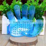 Five Fingers Dog Puppy Pet Plastic Bath Glove Brush Comb Massage Palm Hand Blue thumbnail-1