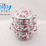 3 PCS ENAMEL CASSEROLE FULL OF FLOWER thumbnail-2