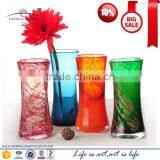 Wholesale Promotion Stock High Quality Handblown Colored Tall Cylinder Mosaic Glass Bud Vases thumbnail-1