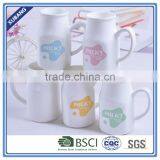 More Kid Friendly White Ceramic Cup Honey Milk Mug With Lid and Straw thumbnail-2