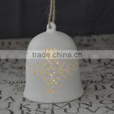 Ceramic Indoor Christmas LED Light Bell With Hollow Design Wholesale thumbnail-4