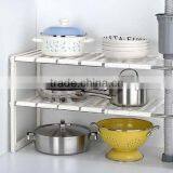 2 Tier Expandable Adjustable Under Sink Shelf Storage Shelves Kitchen Organizer thumbnail-6