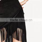 Wholesale Custom Manufacturer Faux Suede Skirt With Fringe Midi Skirts With Tassel Details High Quality thumbnail-2