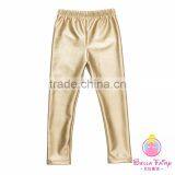 New Fashion Baby Girls Gold Color PU Pants thumbnail-4