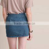 HAODUOYI Summer Women Skirts Casual Solid Blue Denim Female Mini Skirt Streetwear Ladies Zippers Brief Skirt for Wholesale thumbnail-5