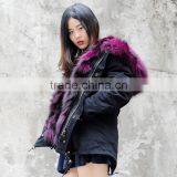 CX-G-P-05K Women Real Raccoon Fur Collar Decorate Real Fox Fur Parka thumbnail-4